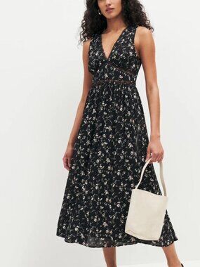 Reformation Zaid Dress black and white floral